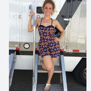 Revolve Band of Gypsies Knit Racerback Aztec Pattern Romper Medium